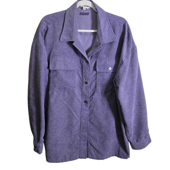 Entro Purple Haze Corduroy Button Front Shacket Size 1X Versatile All Season - Picture 2 of 8